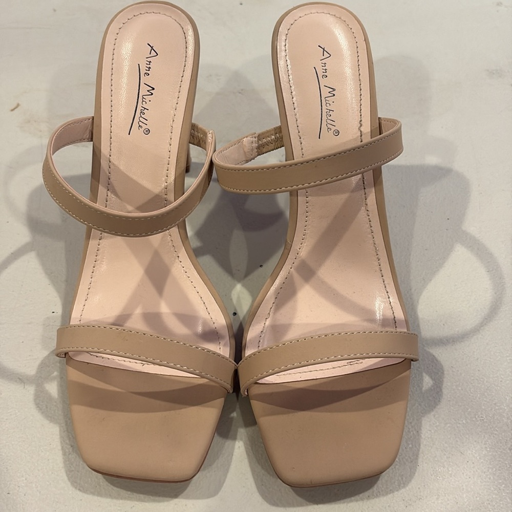 Anne Michelle Beige Strappy Heels - Picture 3 of 7